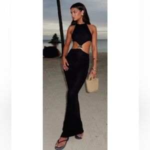 White Fox Black Shell Detail Maxi Dress